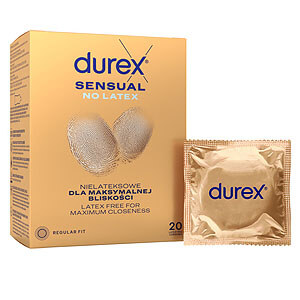 Durex Sensual No Latex (20 ks), bezlatexové kondomy pro přirozený pocit