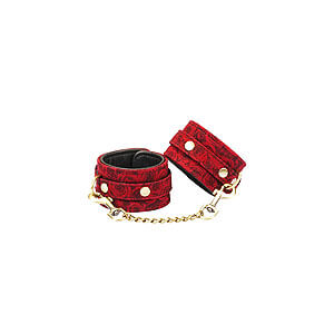 Liebe Seele Ukiyo-e Luxury Handcuffs (Red Rosy), kožená pouta na ruce