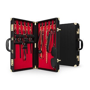 Bedroom Fantasies Bondage Suitcase PU Leather (11 kusů), pokročilá bdsm sada